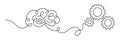 Continuous One Line Brain Connected to Gears Drawing, Creative Thinking and Problem Solving Concept, Minimal Linear Illustration Royalty Free Stock Photo
