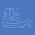Continuous one line bulldozer construction machinery vector concept Royalty Free Stock Photo