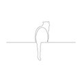 Continuous one line cat sit with its tail dangling on a window sill or parapet. Vector illustration.