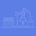 Continuous one line Chemical lab retorts Vector