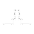 Continuous one line chess piece or chessman, Pawn. Vector illustration.