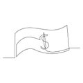 Continuous one line dollar bill. Vector illustration.