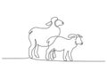 Continuous one line draw Sheep minimalistic style