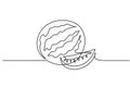 Continuous one line draw Watermelon berry fruit