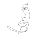 Continuous one line drawing of abstract face minimalism and simplicity vector illustration. Minimalist hand drawn sketch lineart Royalty Free Stock Photo