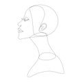 Continuous one line drawing. Abstract portrait of pretty young woman. Portret minimalistic style. Vector illustration