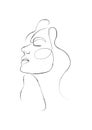 Continuous one line drawing. Abstract portrait of pretty young woman. Vector soft illustration Royalty Free Stock Photo