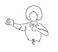 Continuous One Line Drawing of african american woman with afro haircut shows thumb on phone camera. Vector illustration