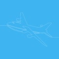 Continuous one line drawing aircraft modern vector