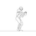 Continuous one line drawing american football player going to make a long pass Royalty Free Stock Photo