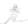 Continuous one line drawing american football player going to make pass Royalty Free Stock Photo