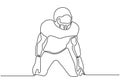 Continuous one line drawing of american football player minimalism design on white background. Simplicity style hand drawn Royalty Free Stock Photo