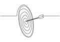 Continuous one line drawing of arrow on target circle