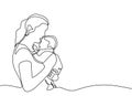 continuous one line drawing of baby born and mother minimalist design. Love and happiness concept of mom