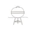 Continuous one line drawing of barbecue grill vector design. hand drawn minimalism style Royalty Free Stock Photo