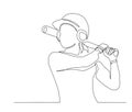 Continuous one line drawing of baseball player. Simple Baseball Sport line art vector illustration Royalty Free Stock Photo