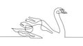 Continuous one line drawing of beautiful swan