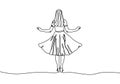 Continuous one line drawing of beauty girl with gown. Concept of woman self love