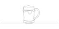 Continuous one line drawing of beer glass with foam. Craft drink alcohol ale in simple linear style for bar and pub Royalty Free Stock Photo