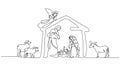 Bible scene of holy family. Vector illustration Royalty Free Stock Photo