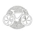 Continuous one line drawing Bicycle. Bike icon. Cycling concept. Sign for bicycles path Isolated. Trendy flat style for graphic