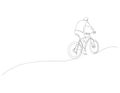 Continuous one line drawing of bicycle rider. Professional cyclist. Bike in the mountain. Extreme sport concept. Vector