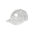 Continuous one line drawing Black Baseball Cap as a sports symbol. Unisex Outdoor Sport Baseball, Golf, Tennis, Uniform Cap Hat.