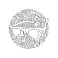 Continuous one line drawing Black Eyeglasses. Modern fashionable spectacles. Hipster glasses. Black fashion reading glasses. Swirl Royalty Free Stock Photo