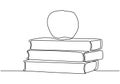 Continuous one line drawing of book with apple vector. Concept of study and education symbol object design Royalty Free Stock Photo