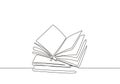 Continuous one line drawing of book. Vector illustration education supplies back to school theme. Stacks of books. Library objects