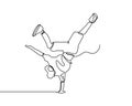 Continuous one line drawing break dance. Person doing sport dance activity. Minimalist design vector illustration