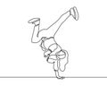 Continuous one line drawing break dance. Person doing sport dance activity. Minimalist design vector illustration