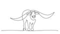 Continuous one line drawing. Buffalo icon vector