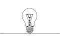 Continuous one line drawing of bulb light vector illustration Royalty Free Stock Photo