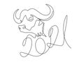 Continuous one line drawing of bull symbol of the Chinese New Year. 2021, the year of the bull. Royalty Free Stock Photo