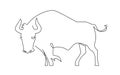 Continuous one line drawing of bull symbol of the Chinese New Year. 2021, the year of the bull. Royalty Free Stock Photo