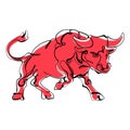Continuous one line drawing of bull symbol of the Chinese New Year. 2021  the year of the bull. Red cow Royalty Free Stock Photo