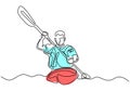 Continuous one line drawing of Canoe sport player. Athlete Vector illustration