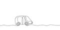Continuous one line drawing car mini bus, Black and white minimalist single line transport vector