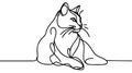 Continuous one line drawing of cat- kitten. Cute Cat single line art vector illustration. Editable stroke