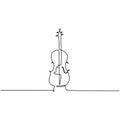 continuous one line drawing cello instrument vector illustration minimalist design single lineart