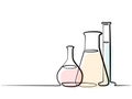 Continuous one line drawing. Chemical lab retorts.