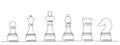 Continuous one line drawing of chess pieces. Vector illustration Royalty Free Stock Photo