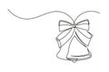 Continuous one line drawing of a Christmas bell and bow Royalty Free Stock Photo