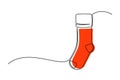 Continuous one line drawing of Christmas sock Royalty Free Stock Photo