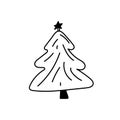 Continuous one line drawing of Christmas tree with decorations. New Year concept, fir tree made of one line in modern Royalty Free Stock Photo