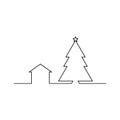 Continuous one line drawing of Christmas tree with decorations. New Year concept, fir tree made of one line in modern Royalty Free Stock Photo