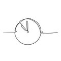 Continuous one line drawing Clock icon with doodle handdrawn style on white background Royalty Free Stock Photo