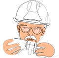 close-up the industrial engineer wearing glasses