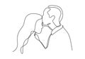 Continuous one line drawing of couple in love. Man kiss to a girl or woman in romantic situation. Vector minimalism design Royalty Free Stock Photo